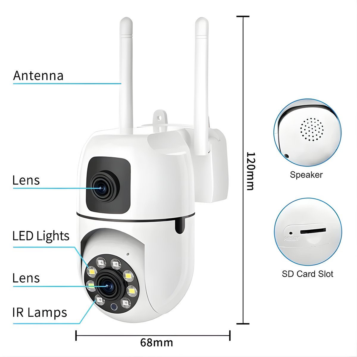 8MP 4K WiFi PTZ Security Camera | Dual Light & AI Detection